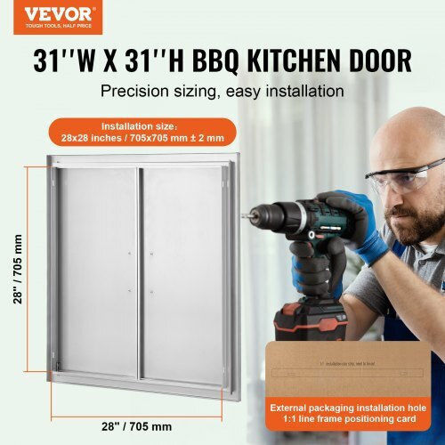 Vevor BBQ Door 790x790mm Stainless Steel Double Outdoor Kitchen Door Smmbscjmys311k36zv0