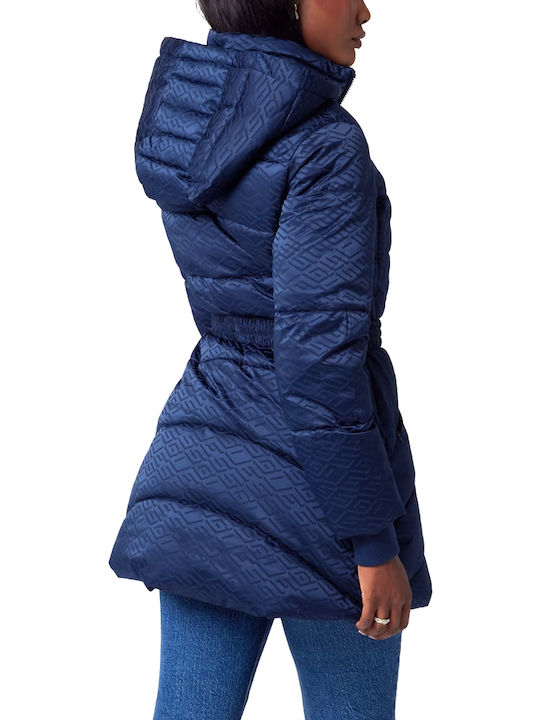 Women's Long Puffer Jacket for Winter Blue