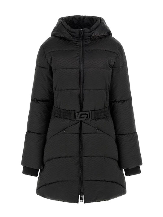 Lang Damen Puffer Jacke für Winter Black