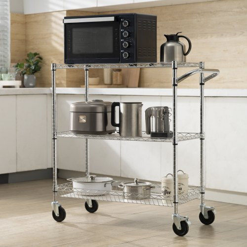 Vevor Commercial Kitchen Food Cart for Dish Baskets H90.17xW88.9xD45.72cm