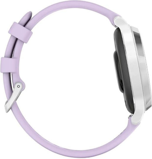 Garmin Lily 2 Active Aluminium 38mm Αδιάβροχο Smartwatch με Παλμογράφο (Silver/Jasmine Purple)