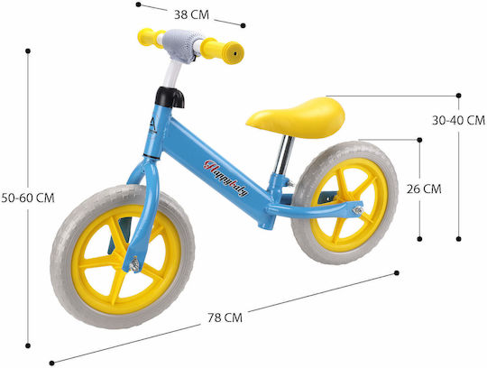 Bicicletă de echilibru pentru copii Action One Happy Baby 12 inch Albastru