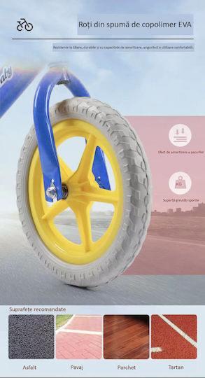Bicicletă de echilibru pentru copii Action One Happy Baby 12 inch Albastru