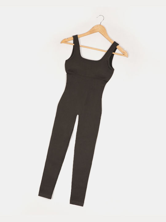 Fitted Jumpsuit with Wide Straps Graphite Graphite