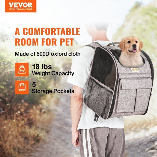 Vevor Κλουβί Μεταφοράς Σκύλου με Ρόδες Γκρι 42.5x35.5x28cm