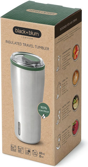 Black+Blum Olive Ποτήρι Θερμός Ανοξείδωτο 600ml Ασημί
