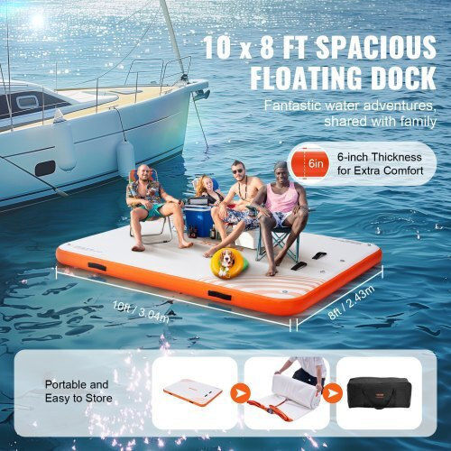Vevor Vevor Inflatable Floating Dock White with Ladder & Carrying Bag