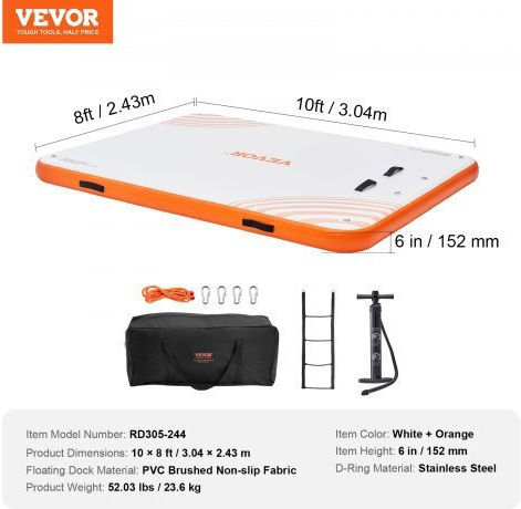 Vevor Vevor Inflatable Floating Dock White with Ladder & Carrying Bag