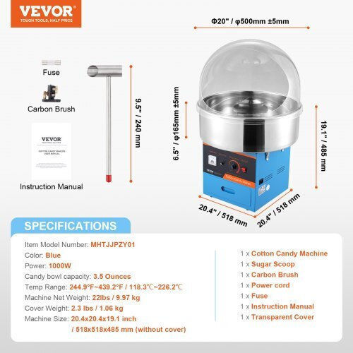 Vevor Commercial Cotton Candy Machine 1000W