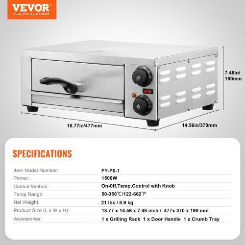 Vevor Electric Cuptor de Pizza 1.5kW