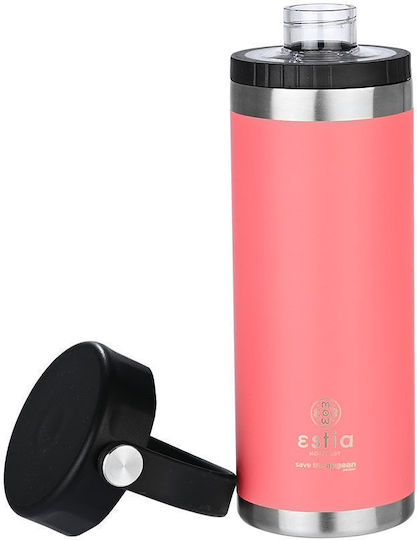Estia Travel Chug Save the Aegean Μπουκάλι Θερμός Ανοξείδωτο BPA Free 500ml Fusion Coral