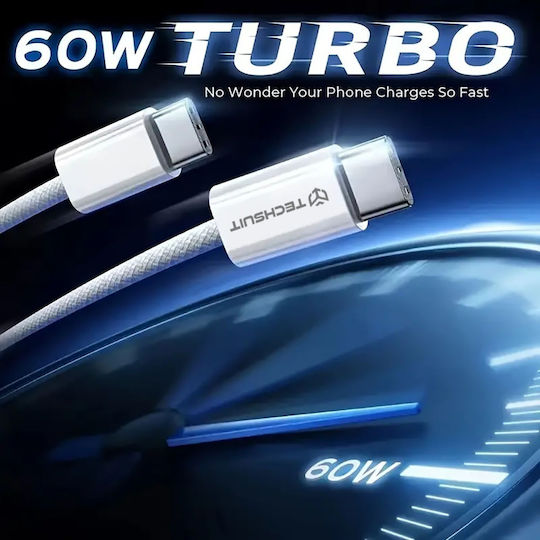 Techsuit Pcb114d USB 2.0 Kabel USB-C männlich - USB-C 60W Blau 1m
