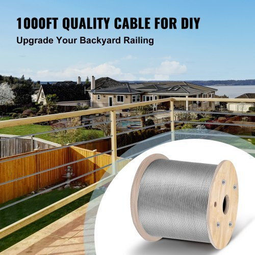 Vevor Stainless Steel Cable T316 3.2mm 300m 11.14kn Railing 316bxggss300m0001v0