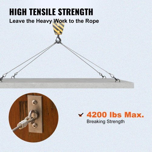 Vevor Stainless Steel Cable 3/16"x1000ft T316 Railings & DIY Applications Gss1x19-4.8mm305mv0