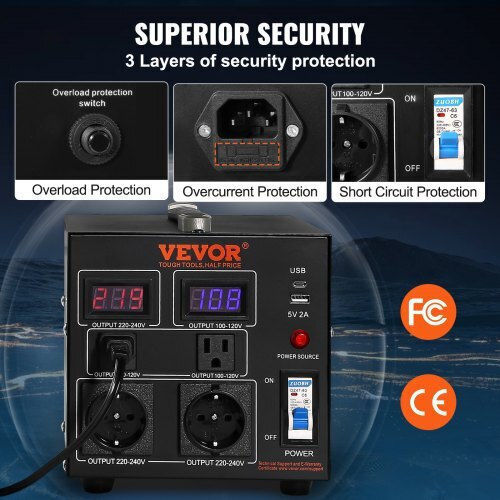 Transformator de tensiune Vevor 2000W pentru sarcini grele, certificat CE Dyzhq110v230vd806v2