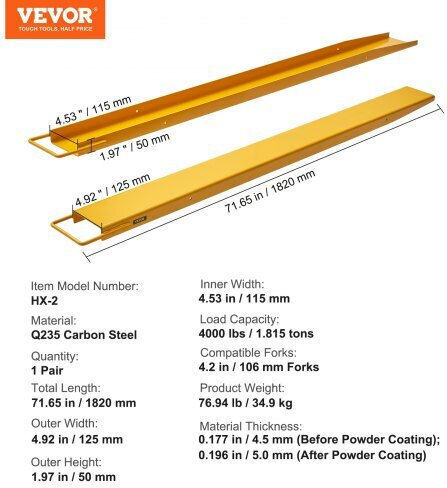 Vevor JZHCTYTS72INW4087V0 Резервни части за подемни машини