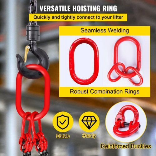 Vevor Lifting Chain 10ft 5/16" 5 Ton 4 Hooks 3msglt00000000001v0