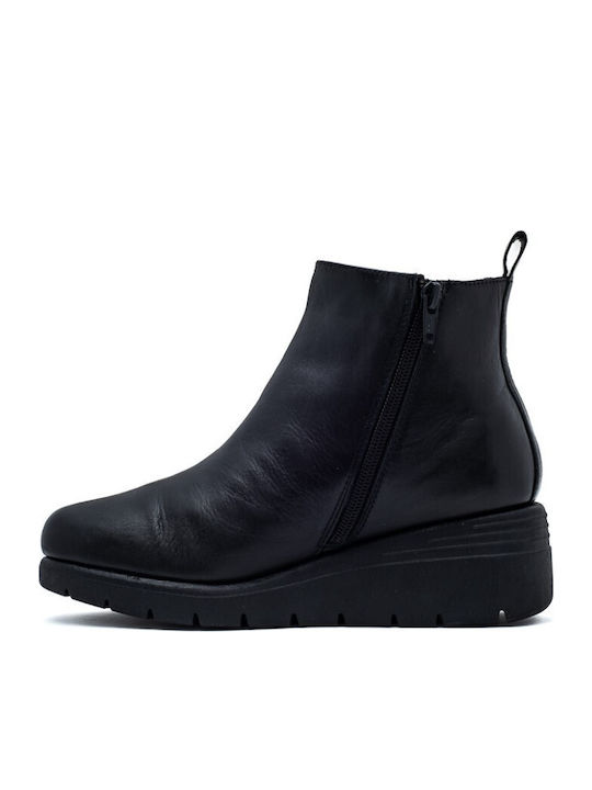 Leder Stiefeletten Damen Schwarz