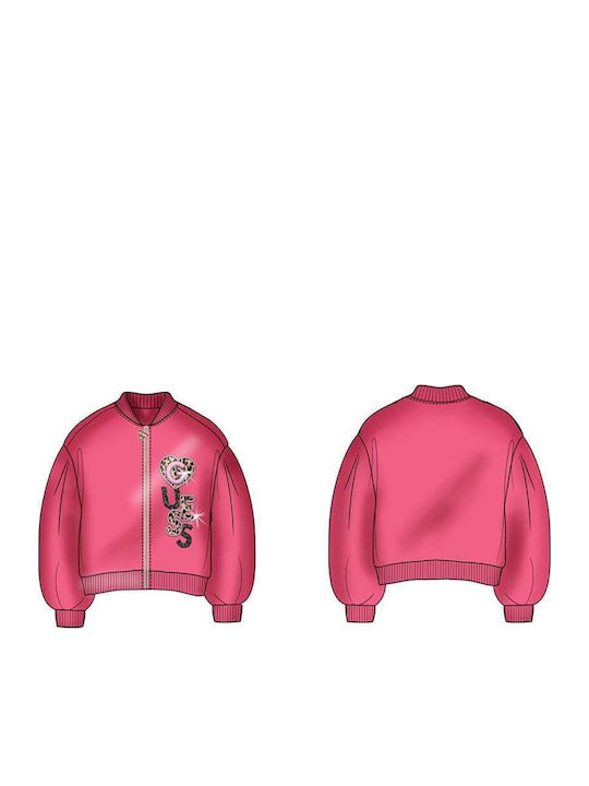 Kids Sweatshirt Cardigan Fuchsia