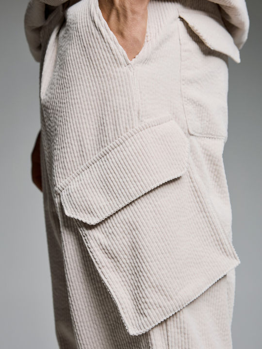 Παντελόνι Cargo Off White