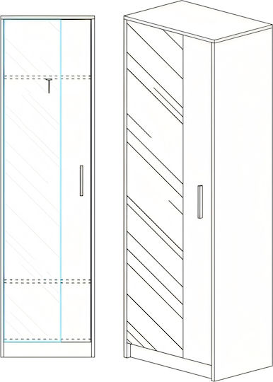 Solfrid Μονόφυλλη Ντουλάπα με Καθρέπτη 40x40x180cm Φυσικό