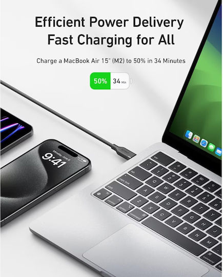Anker USB 4 Cable USB-C male - USB-C 240W PD Μαύρο 0.9m A80N1H11