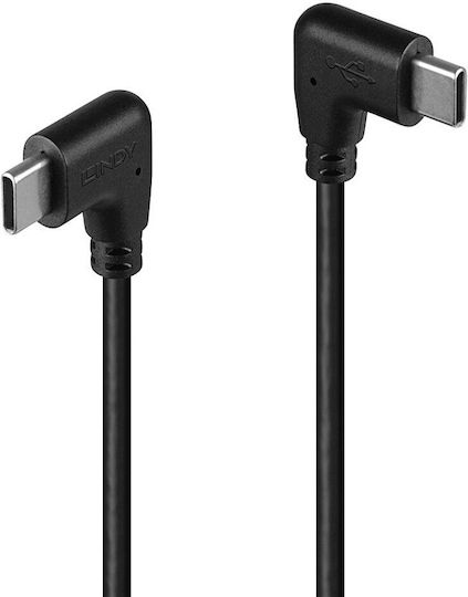Lindy Angle (90°) USB 2.0 Cable USB-C male - USB-C 60W Μαύρο 1m
