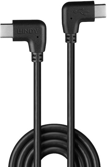 Lindy Angle (90°) USB 2.0 Cable USB-C male - USB-C 60W Μαύρο 1m