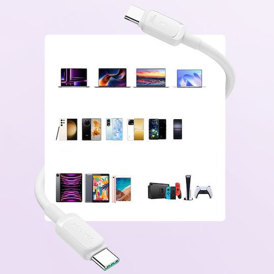 Joyroom S-CC100A14 USB 2.0 Cable USB-C Male - USB-C 100W PD White 1.2m