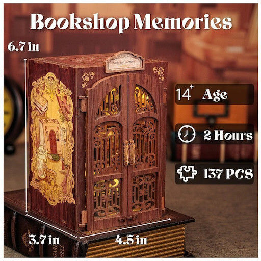 Cutebee Wooden Construction Toy Bookstore for Children 14+ years old+ Years