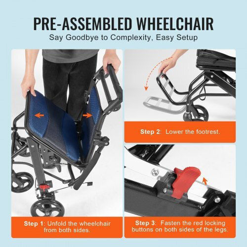 Vevor Wheelchair 15.75" Folding 40cm FWYSLYLHJ157O4N02V0 Black