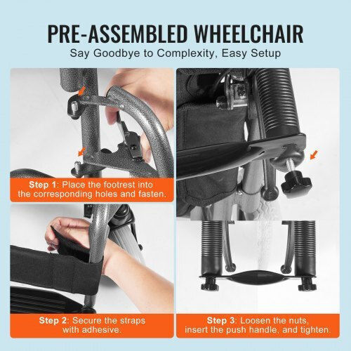 Vevor Vevor Folding Wheelchair 24 Inches 60.96cm Black