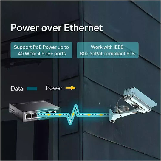 TP-LINK TL-SG1005LP Unmanaged L2 PoE+ Switch with 4 Gigabit (1Gbps) Ethernet Ports