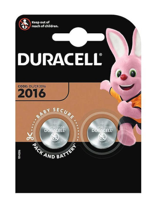 Комплект 2 литиеви батерии 3V размер CR2016 Duracell