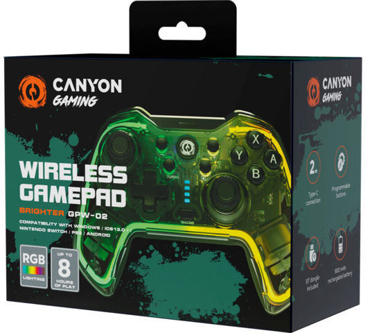 Canyon CND-GPW02 Kabelloser Gamepad für Android / PC / PS3 / Switch / iOS Grüne