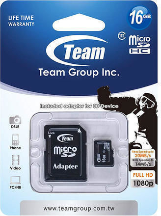 TeamGroup 500x microSDHC 16GB U1 UHS-I 80MB/s με αντάπτορα