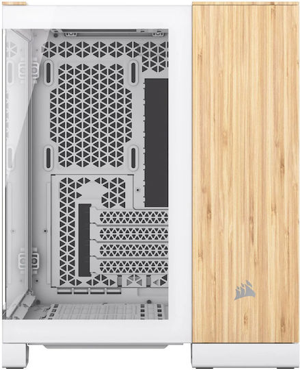 Corsair 2500X Gaming Micro Tower Computer Case with Side Window White Bamboo Wood