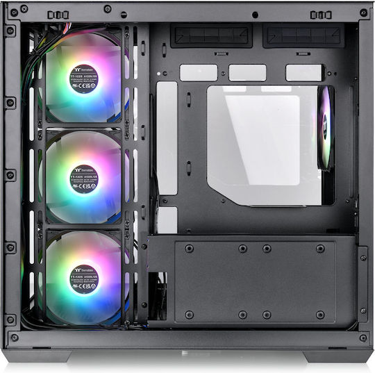 View 380 TG ARGB Gaming Midi Tower Computer Case with Side Window Black
