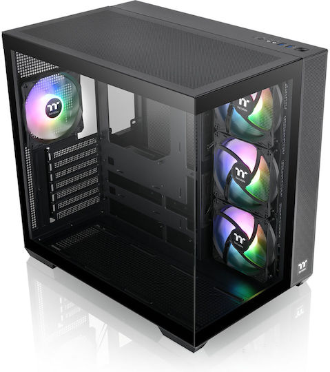 View 380 TG ARGB Gaming Midi Tower Computer Case with Side Window Black