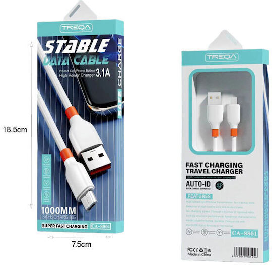 Treqa Редовна USB 2.0 до микро USB кабел 1м (CA-8861) 1бр