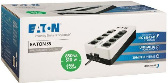 Eaton 3S Gen2 3S850F UPS Off-Line 850VA 510W με 8 IEC Πρίζες