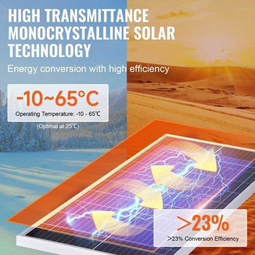 Vevor GDSDJTYNBDJGBIR76V9 Monocrystalline Solar Panel 200W 12V 1095x450x29mm