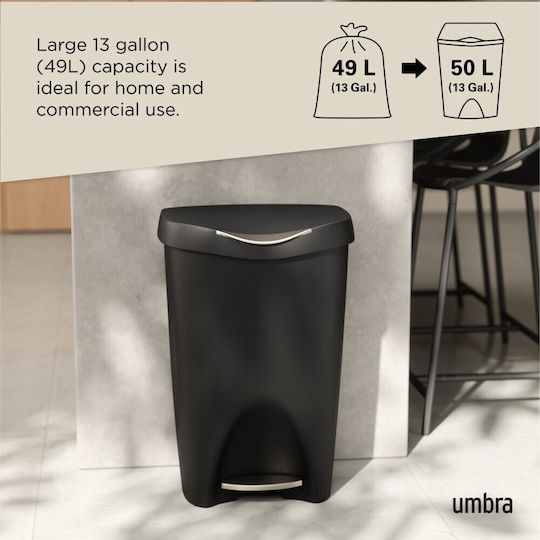 Umbra Kunststoff Mülleimer mit Pedal Schwarzer 50lt
