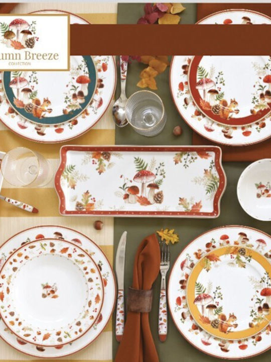 Marva Porcelain Dessert Divided Serving Plate with 4 Slots Multicolour 25x25cm