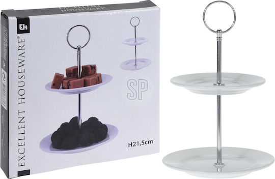 JK Home Decoration Εταζέρα 2 Ορόφων από Πορσελάνη Λευκή Ø21cm JK Home Decoration Εταζέρα 2 Ορόφων από Πορσελάνη Λευκή Ø21cm