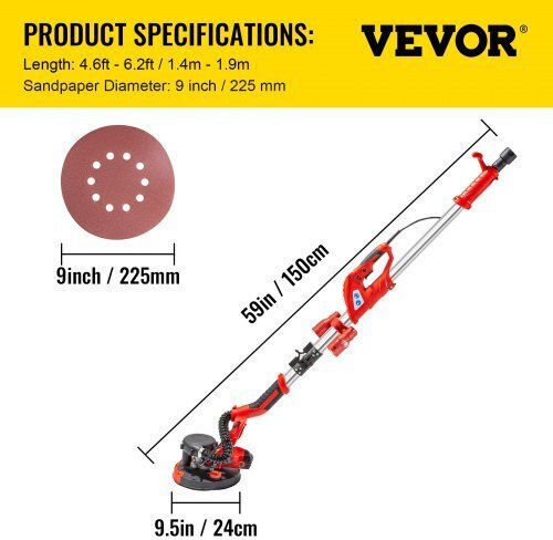 Vevor Telescopic Disc Sander Gypsum board 750W with Dust Extraction Capability