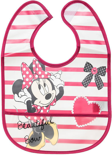 Alouette Minnie Mouse Αδιάβροχη Σαλιάρα Πλαστική με Αυτοκόλλητο & Τσέπη Πολύχρωμη για 6 m+ 3τμχ