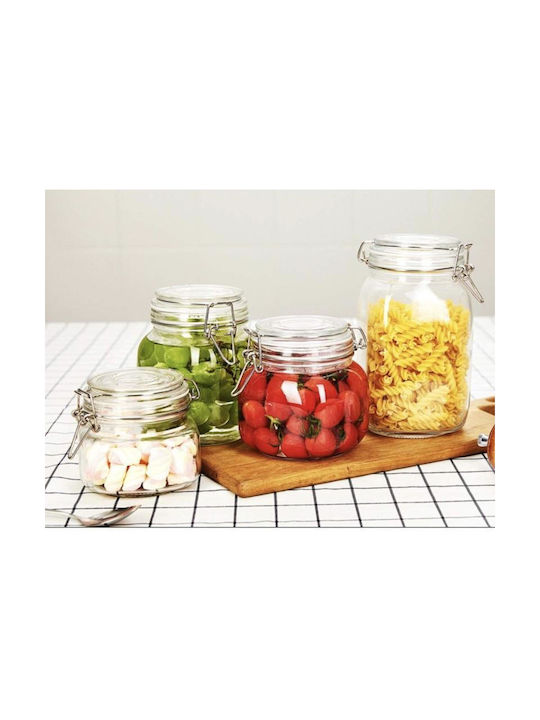 Viosarp Vase General Use with Airtight Lid Glass Transparent 1000ml