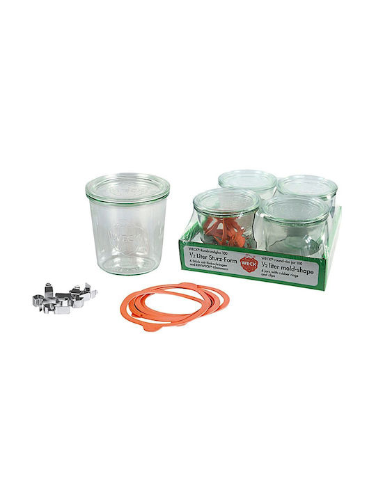 Weck Set 4Stück Gläser Allgemeine Verwendung mit Deckel Glas Transparent 580ml