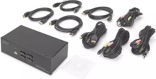 Digitus DS-12882 KVM Switch 4 Port Dual Display 4K